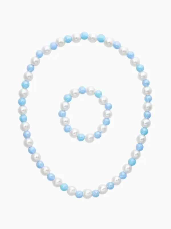 Набор детских украшений &laquo;Выбражулька. Жемчуг&raquo;, 2 предмета: бусы 35 см, браслет, d=6 см, белый, голубой