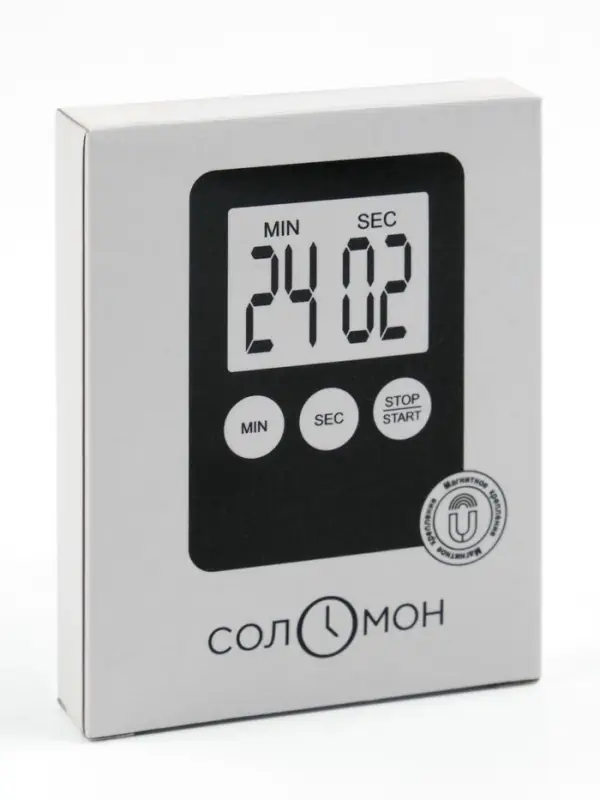 Таймер кухонный &laquo;Соломон&raquo; на магните, электронный, с настольной подставкой, 5.3&times;7 см