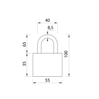 Замок навесной, тип 8, 9х60 мм, порошковое покрытие