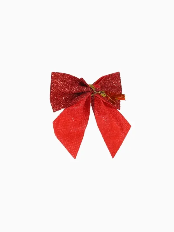 Ёлочные игрушки 12 шт. &laquo;Зимнее волшебство. Бантик - блеск&raquo; пластик, 4.5&times;5.5 см, красный