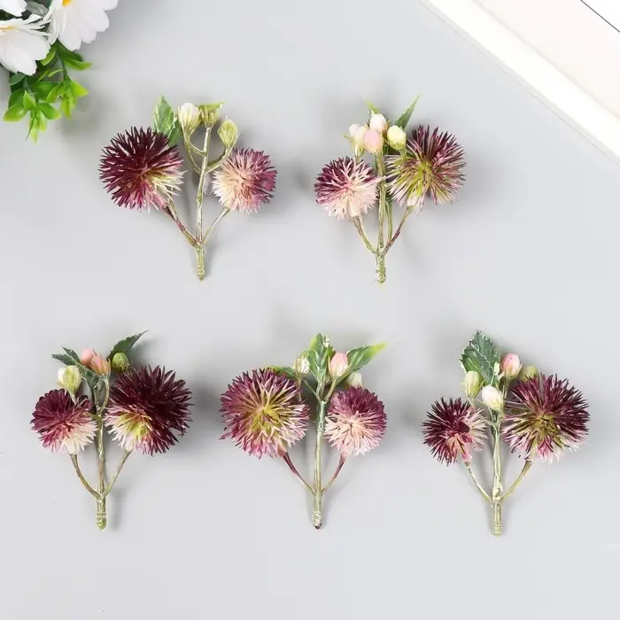 Цветы для декорирования "Эхинопс с ягодками" малиновый 8 см