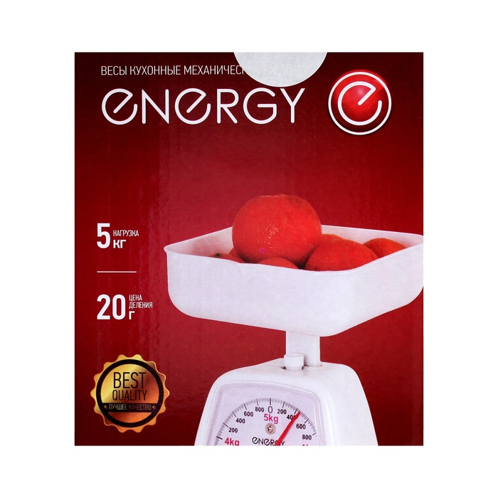 Весы кухонные ENERGY EN-406МК, механические, до 5 кг, белые Весы кухонные ENERGY EN-406МК, механические, до 5 кг, белые