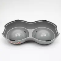 Миска двойная, 240 мл, 25&times;14&times;5 см, пластик, серая