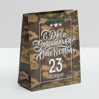 Пакет подарочный ламинированный, упаковка, &laquo;С 23 февраля&raquo;, S 12&times;15&times;5.5 см