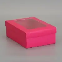 Коробка складная, крышка-дно, с окном, розовая Барби, 24 х 17 х 8 см