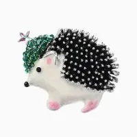 Брошь &laquo;Ежик&raquo; в шапке со звездой, цветная в чернёном серебре