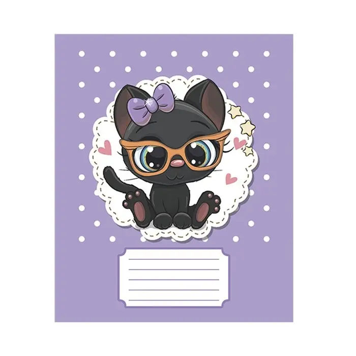 Тетрадь 12 листов в узкую линию Calligrata "Милашки с бантиком", обложка мелованная бумага, ВД-лак, блок офсет, белизна 95%, МИКС