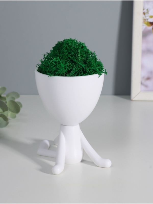 Кашпо пластиковое "Мистер Грин на чиле" 10*10,5*7,3 см белый