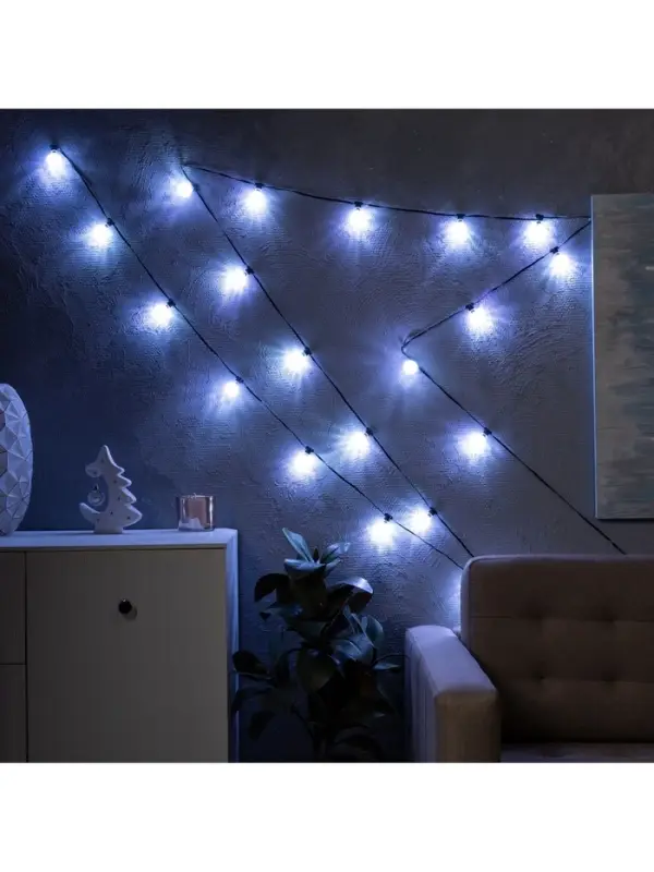 Умная гирлянда &laquo;Нить&raquo; 6 м с насадками &laquo;Калейдоскоп&raquo;, IP20, тёмная нить, 20 LED, свечение RGB, USB