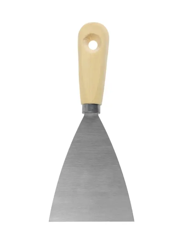 Шпатель малярный ТУНДРА, металлический, деревянная рукоятка, 80 мм