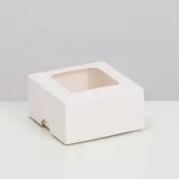 Коробка складная, крышка - дно, с окном, белая, 8×8×4 см