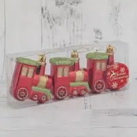 Ёлочные игрушки 3 шт. &laquo;Паровозик&raquo;, 6.5&times;6.5 см, красный