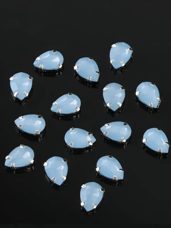 Стразы пришивные «Капля», в цапах, 10×14 мм, 20 шт., голубые