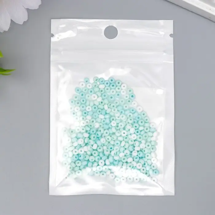 Бисер стекло 8/0  Бисер стекло 8/0 "Маршмеллоу. Матовый. Меланж. Мята" 10 гр