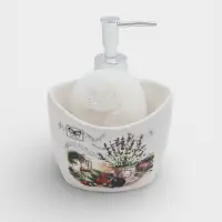 Дозатор для моющего средства с подставкой для губки Доляна &laquo;Лаванда&raquo;, 260 мл