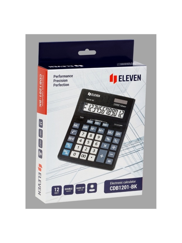 Калькулятор настольный Eleven Business Line CDB1201-BK, 12 разрядов, двойное питание, 155 х 205 х 35мм, черный