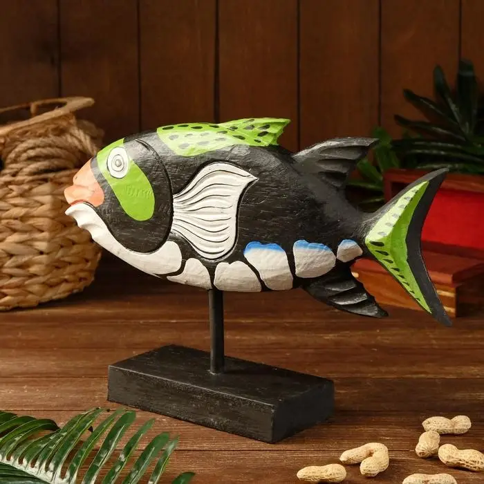 Сувенир  Сувенир "Рыба разноцветная" дерево на подставке 37х9х29 см