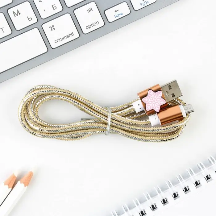 Кабель с доп элементом Micro USB, цвет микс.
