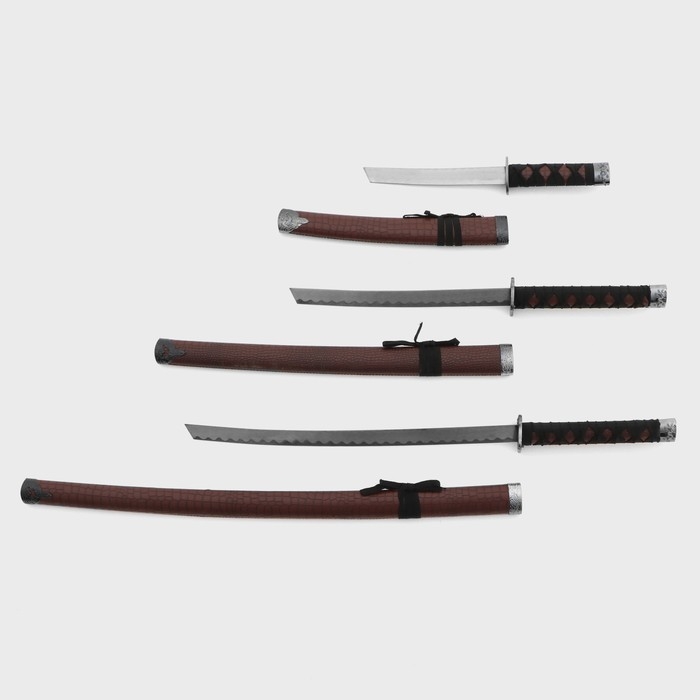 Сув. изделие катаны 3в1 на подставке, ножны кожзам, змея коричн.  46/70/89см