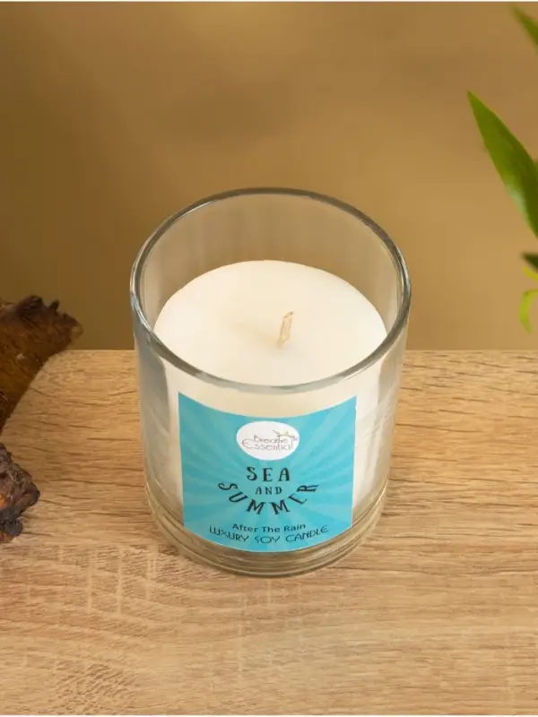 Свеча с кристаллом внутри Sea and Summer After the rain, 120 г, соевый воск, после дождя