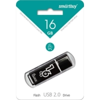 Флеш-память Smartbuy Glossy, 16Gb, USB 2.0, чер, SB16GBGS-K