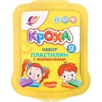 Пластилин &laquo;Кроха&raquo; мягкий (восковой), 12 цветов, 180 г, в контейнере, формочки + стек