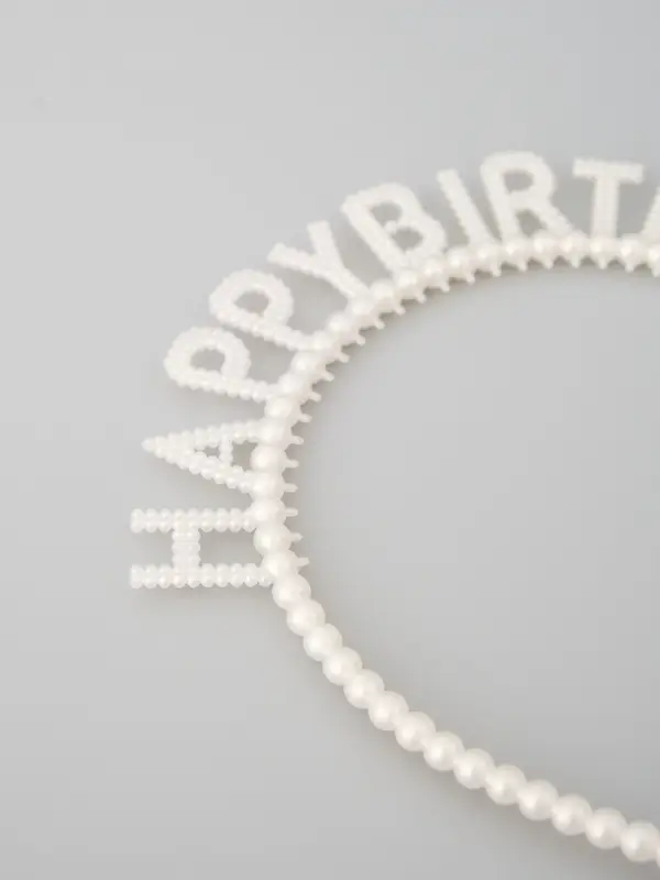 Ободок "Happy birthday" жемчужный