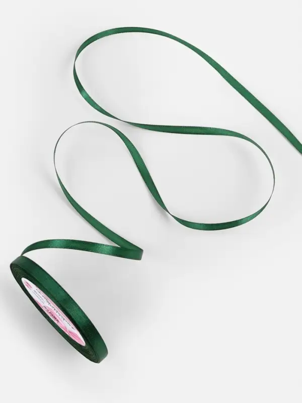 Лента атласная, 6 мм, 23±1 м, тёмно-зелёная №128 Лента атласная, 6 мм, 23±1 м, тёмно-зелёная №128