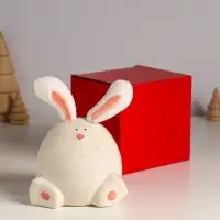 Фигурка керамика, текстиль &laquo;Зайчик круглый&raquo;, белый, 9&times;9.5&times;12 см