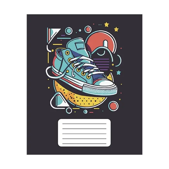 Тетрадь 12 листов в частую косую линию Calligrata "Кеды", обложка мелованный картон, ВД-лак, блок офсет, белизна 95%, МИКС