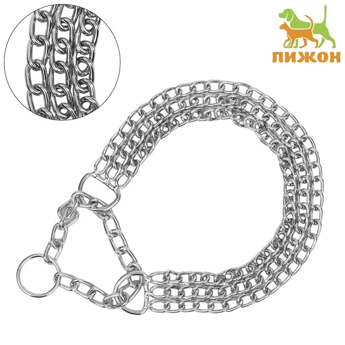 Ошейник - полуудавка металлический трехрядный, 50 см, толщина проволоки 2,5 мм Ошейник - полуудавка металлический трехрядный, 50 см, толщина проволоки 2,5 мм