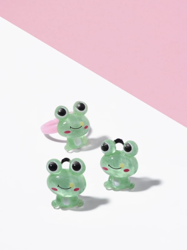 Набор детский Набор детский "Выбражулька" 2 предмета: клипсы, кольцо, лягушка, цвет зеленый