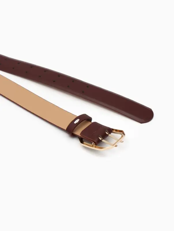 Ремень женский, 3.5&times;110 см, 2 прокола, без винта, золотистая пряжка, коричневый