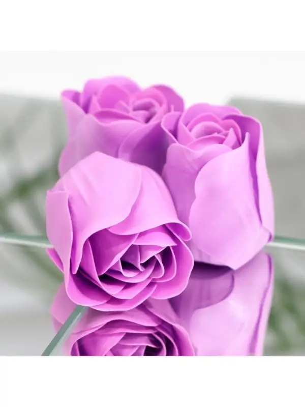 Мыльные розы, фиолетовые, набор 3 шт., в коробке