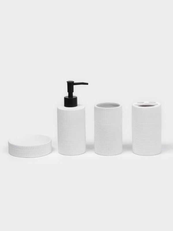 Набор для ванной Набор для ванной "Полосы" 4 предмета (дозатор для мыла, 2 стакана, мыльница)