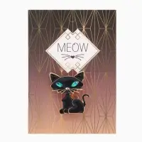 Брошь &laquo;Кошечка&raquo;, хитрая, черно-зелёная в золоте