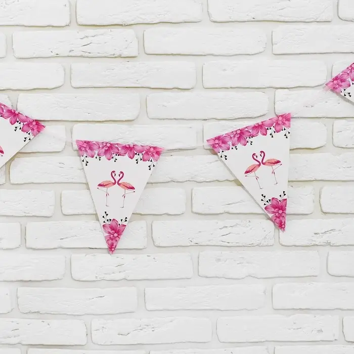 Гирлянда бумажная с флажками «Фламинго», 3 метра, МИКС Гирлянда бумажная с флажками «Фламинго», 3 метра, МИКС