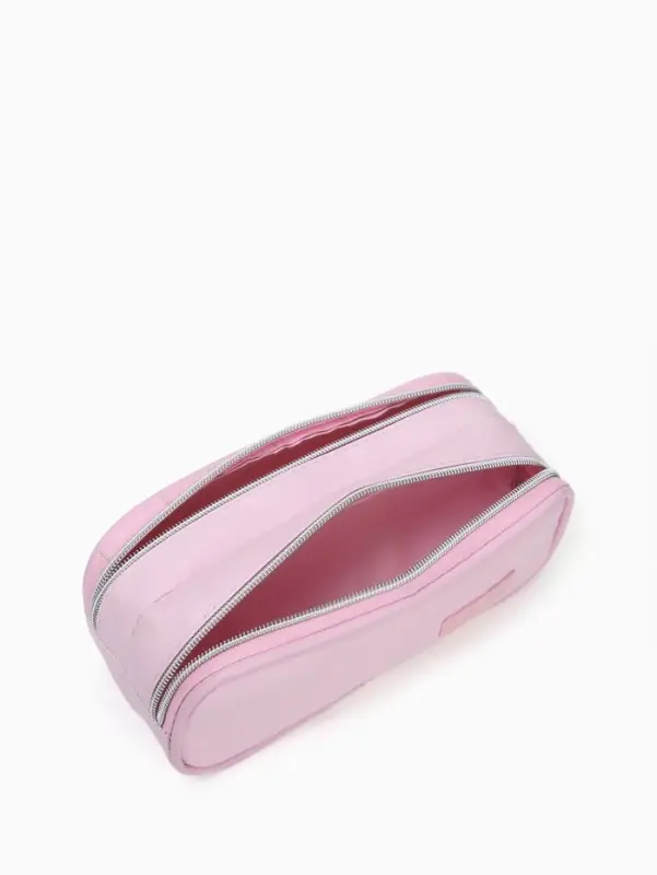 Косметичка - пенал на молнии с двумя отделами, розовая