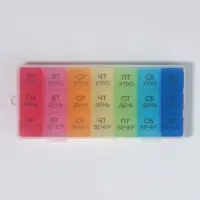 Таблетница - органайзер &laquo;Неделька&raquo;, съёмные ячейки, утро/день/вечер, 19.2&times;8.5&times;2.1 см, 7 контейнеров по 3 секции, разноцветная