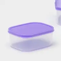 Набор контейнеров пищевых прямоугольных Доляна, 3 шт: 150 мл, 500 мл, 1,2 л, цвет сиреневый