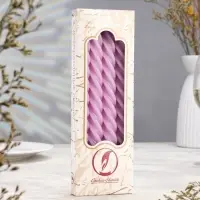 Набор свечей витых, 2.3&times;24.5 см, 5 ч, 50 г, 4 шт., сиреневый, в подарочной коробке