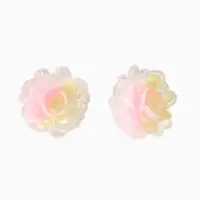 Серьги &laquo;Цветок ажурный воздушный&raquo;, жёлто-розовый с блёстками d=3