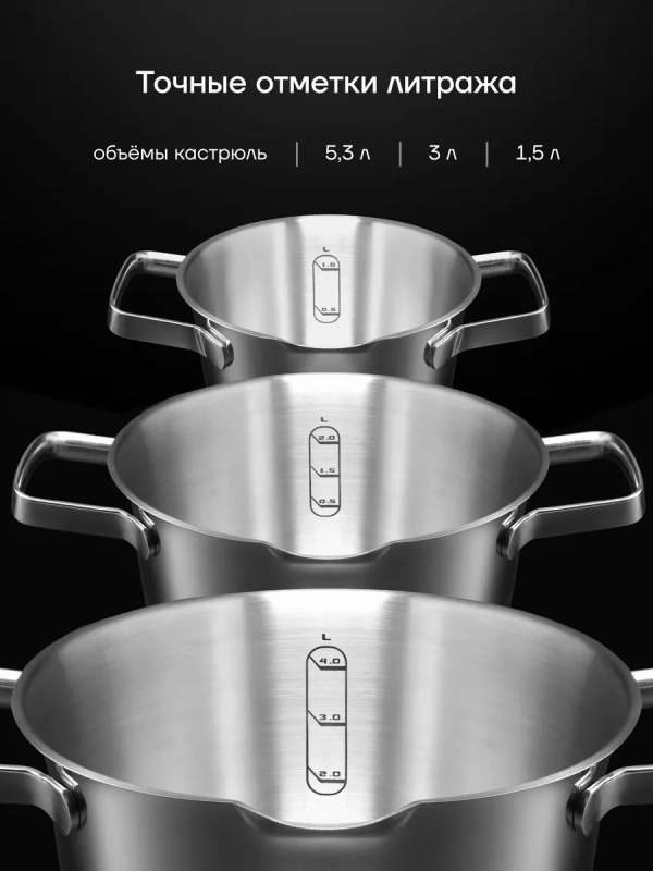 Набор кастрюль с крышками Loretto-06S