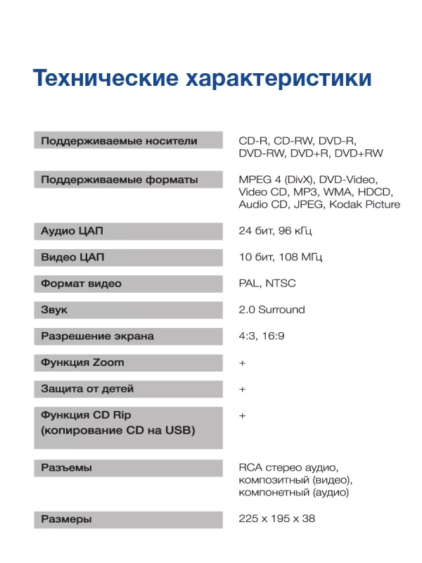 Плеер DVD H-DVD120 чёрный ПДУ