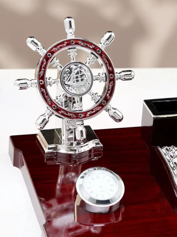 Набор настольный 6 в1 с визитницей, красное дерево