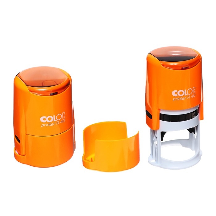 Оснастка для круглой печати автоматическая COLOP Printer R40, диаметр 41.5 мм, с крышкой, корпус оранжевый неон