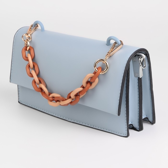 Цепочка для сумки, пластиковая, с карабинами, 24 × 18 мм, 30 см, цвет коричневый/бежевый/золотой