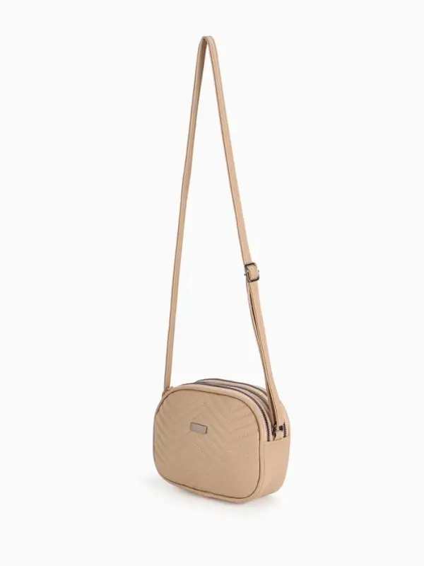 Сумка женская кросс-боди на молнии, 19&times;7&times;15 см, бежевая