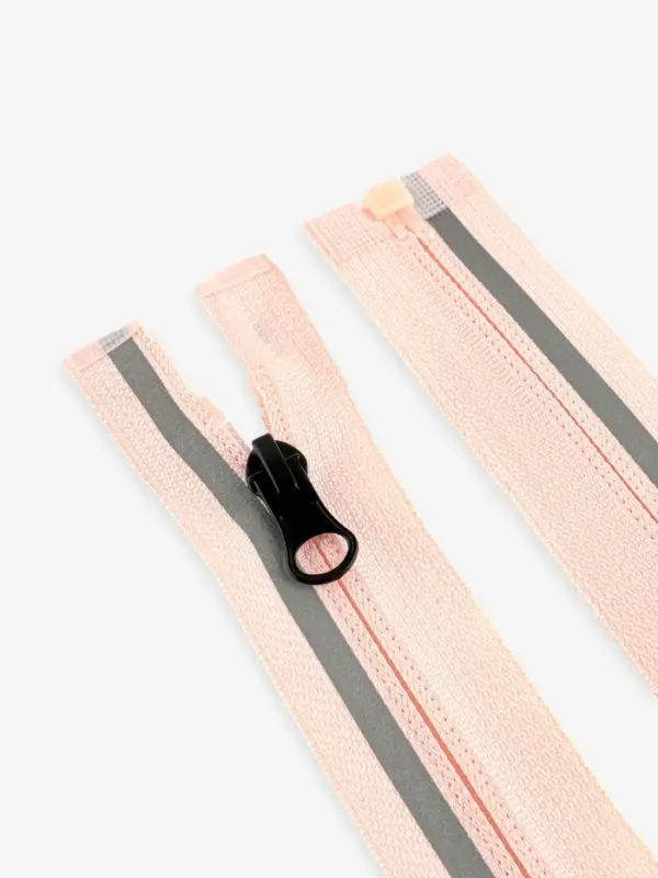 Молния &laquo;Спираль&raquo;, №5, разъёмная, со светоотражающей полосой, замок автомат, 80 см, розовая