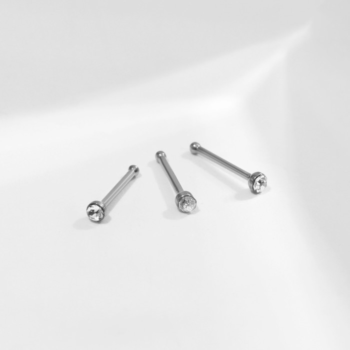 Пирсинг в нос прямой, набор 40 шт., L=10 мм, цвет белый в серебре Пирсинг в нос прямой, набор 40 шт., L=10 мм, цвет белый в серебре